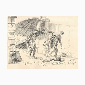 Expulsion from Paradise - Dibujo original de tinta de Lac Man, principios del siglo XX