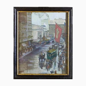 New York - Early 20th Century Fifth Avenue - Aquarelle Originale Début 1900 Début 1900