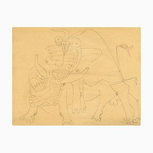 Sin título - Dibujo importante y original de Wifredo Lam - Tinta y lápiz - 1941 1941