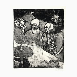 Patient, Doctor, Death and Devil - Etching and Aquatint by E. Nolde, 1911 1911