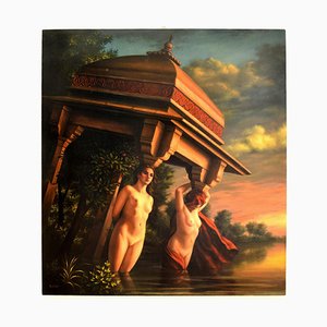 Living Caryatids - Original Oil Painting by Marco Rossati - 1985 ca. 1985 ca.