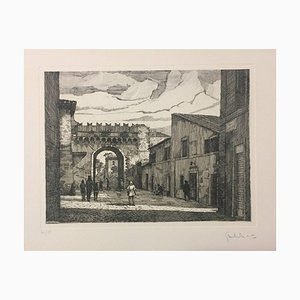 Lungara Street - Rome - Original Etching by G. Malandrino - 1970s 1970s
