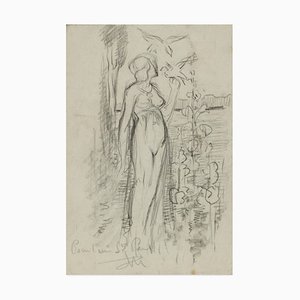 Dessin au crayon Original par Max Théron Eden - Début 1900 Début 20ème Siècle