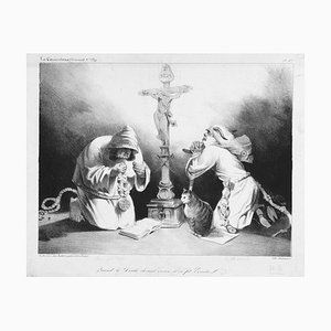 Litografía Quand le Diable devient vieux il se fai hermite- de H. Daumier - 1835 1835
