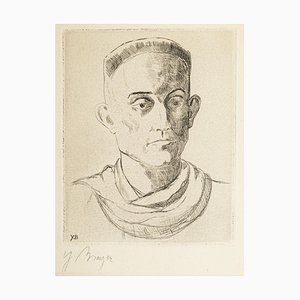 Portrait of Henry de Montherlant - Original Etching by Yves Brayer Mid 20th Century