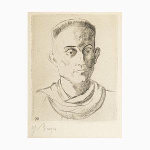 Retrato de Henry de Montherlant - Grabado aguafuerte original de Yves Brayer Mid-Century