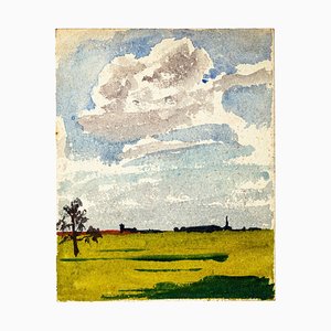Countryside - Watercolor Drawing by Jean Chapin - Early 1900 Early 1900