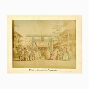 Prêtres à Kyoto - Imprimé Albumine Coloré à la Main 1870/1890 1870/1890