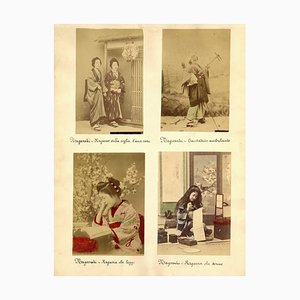 Retratos antiguos de mujeres de Nagasaki - Alfalfa estampada a mano 1870/1890 1870/1890