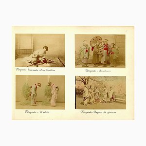 Stampa raffigurante donne e bambini a Nagasaki - Stampa all'album 1870/1890 1870/1890