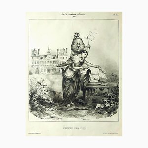 Pauvre France - Original Lithographie von JJ Grandville - 1831 1831