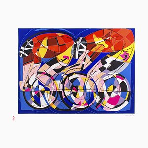 Cyclists - Original Silkscreenn by Ugo Nespolo - 2008 2008