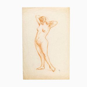 Naked Woman - Dibujo a lápiz original, finales del siglo XIX, finales del siglo XIX