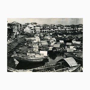 Veduta dell'antico porto di Singapore - Foto vintage anni '30, anni '30