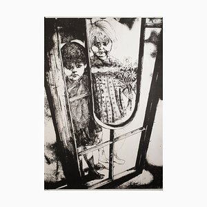 Litografía Children - Original de G. De Stefano - 1970 ca. Años 70