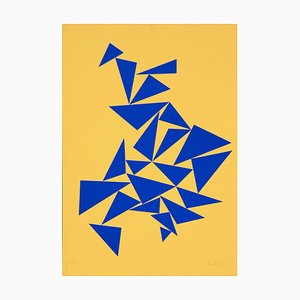 Triángulos en amarillo - Serigrafía original de Lia Drei - años 70 1970 ca.