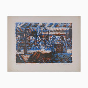 The Fabric Market - Original Lithografie von Léon Lang - Late 1900 Late 1900