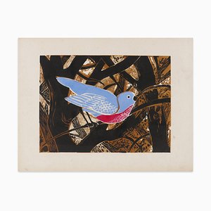 Oiseau Bleu - Original grabado sobre madera de G. Halff - Finales del siglo XX