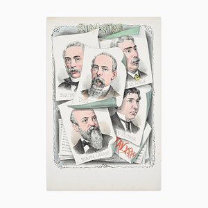 Onorevoli di Sinistra - Lithograph by A. Maganaro - 1870s 1870s