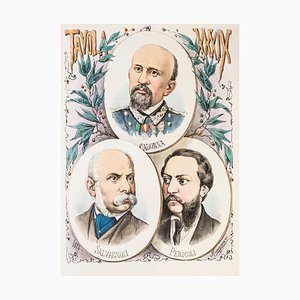Litografia raffigurante tre politici di A. Maganaro - 1873 1873