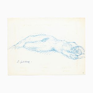 Nude - Original Pen Drawing by S. Goldberg - Mid 20th Century Mid 20th Century