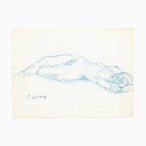 Nude - Pen Drawing originale di S. Goldberg - Metà XX Secolo, metà XX secolo