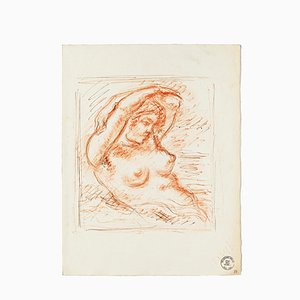 Nude - Original Sanguine by S. Goldberg - Mid 20th Century Mid 20th Century