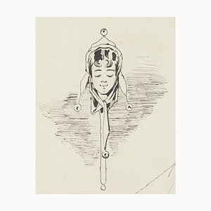 Frau - Original China Tusche Zeichnung - 1876 1876