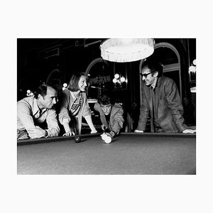 Foto vintage de JL Godard, C. Aznavour y J. Hallyday - principios de los años 70