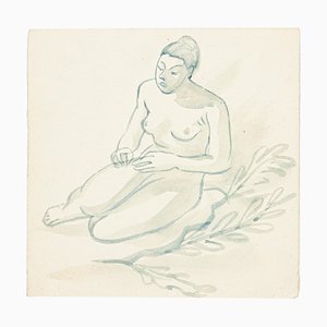 Nudo - Acquarello su carta di J.-R. Delpech - anni '60