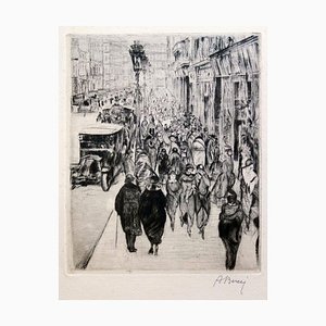 Aguafuerte Downtown Paris - Original Etching de Anselmo Bucci - 1915 ca. 1915 ca.