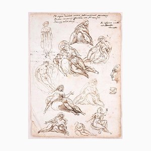 Estudios y notas - Tinta y lápiz sobre papel y Maestro anónimo - Principios de 1800 A principios de 1800
