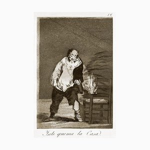 Y se le quema la casa - Original Etching by Francisco Goya - 1868 1868