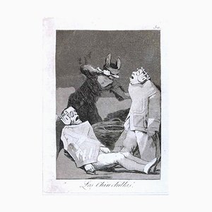 Incisione Los Chinchillas - Origina e acquatinta di Francisco Goya - 1799 1799