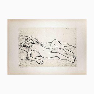 Lying Nude Woman - Original Lithograph by Felice Casorati - 1946 1946