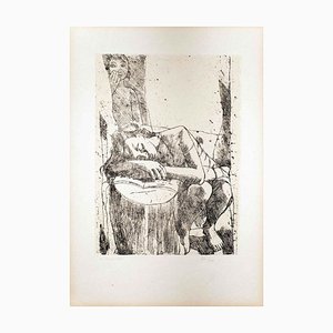 Sleeping Woman - Original Lithograph by Felice Casorati - 1946 1946