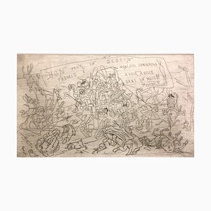 Gravure à l'Eau-Forte originale par Félicien Rops - La diligence d'Uccle - Fin 19ème Siècle