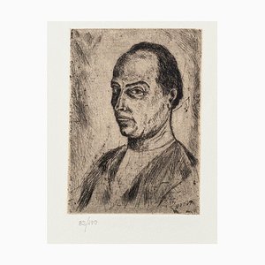 Portrait - Original Etching on Paper by Giuseppe Viviani - 20th Century 20th Century