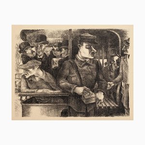 Passengers - Litografía original de expresionista alemán, años 20