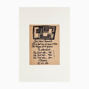 Poetical Composition - Original Pen on Cardboard by Léon Gischia - 20th Century 20th Century