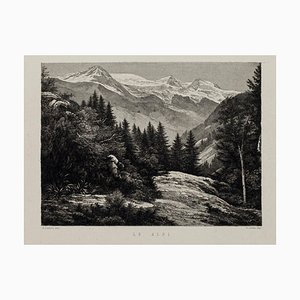Alpes - Lithographie Originale sur Papier par A. Lauro - 20ème Siècle 20ème Siècle