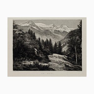 Alps - Original Lithography on Paper by A. Lauro - 20th Century 20th Century