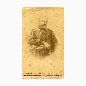 Ritratto di Garibaldi - Stampa originale all'album con note scritte a mano - 1860/70 1960/70