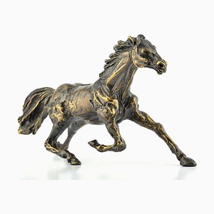 Caballo corriendo - Escultura de bronce de C. Mongini - años 70