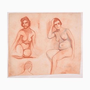 Studies for Female Nudes - Original Pencil Drawing by D. Ginsbourg - 1918 1918