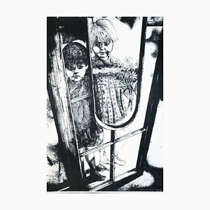 Children - Original Lithograph by G. De Stefano - 1970 ca. 1970s