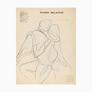 Figura alata - Disegno a matita originale di J. Bodley - 1940 1940