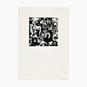 Black Abstract - Original China Tuschezeichnung von P. Peters - spätes 20. Jahrhundert spätes 20. Jahrhundert