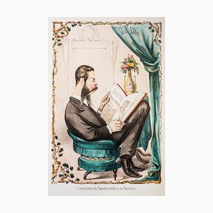 L'Onorevole Di Nocera Medita Un Discorso - Litografia di A. Maganaro - metà XIX secolo, fine XIX secolo