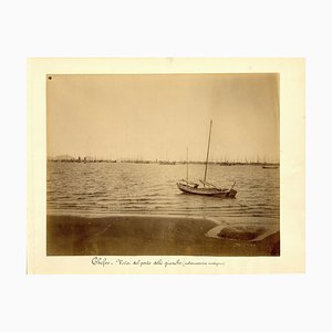 Stampa Chefoo, Harbour of Junks - Ancient Albumen, 1880/1900 1880/1890